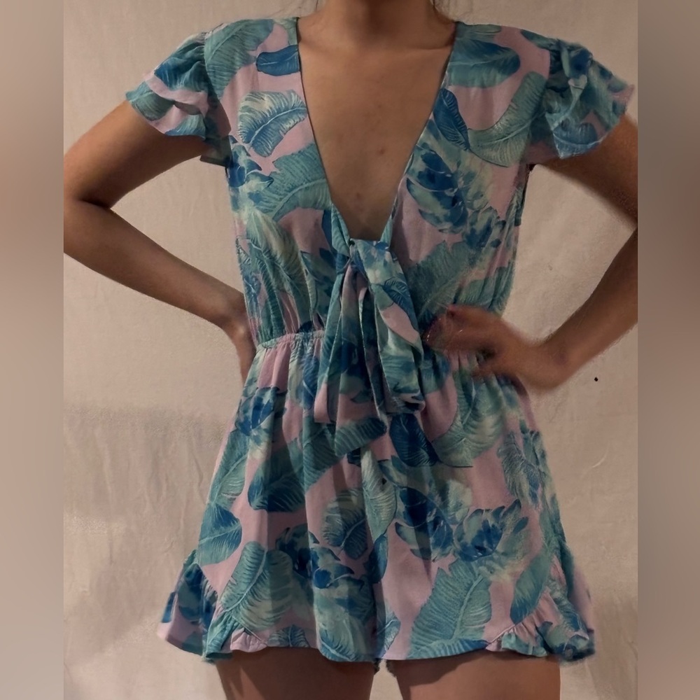 Buddy Love Pink and Green Leaf Dress